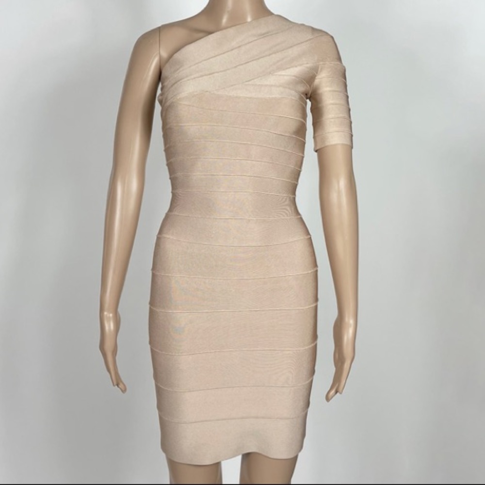 Herve Leger Bandage Bodycon One Shoulder Dress